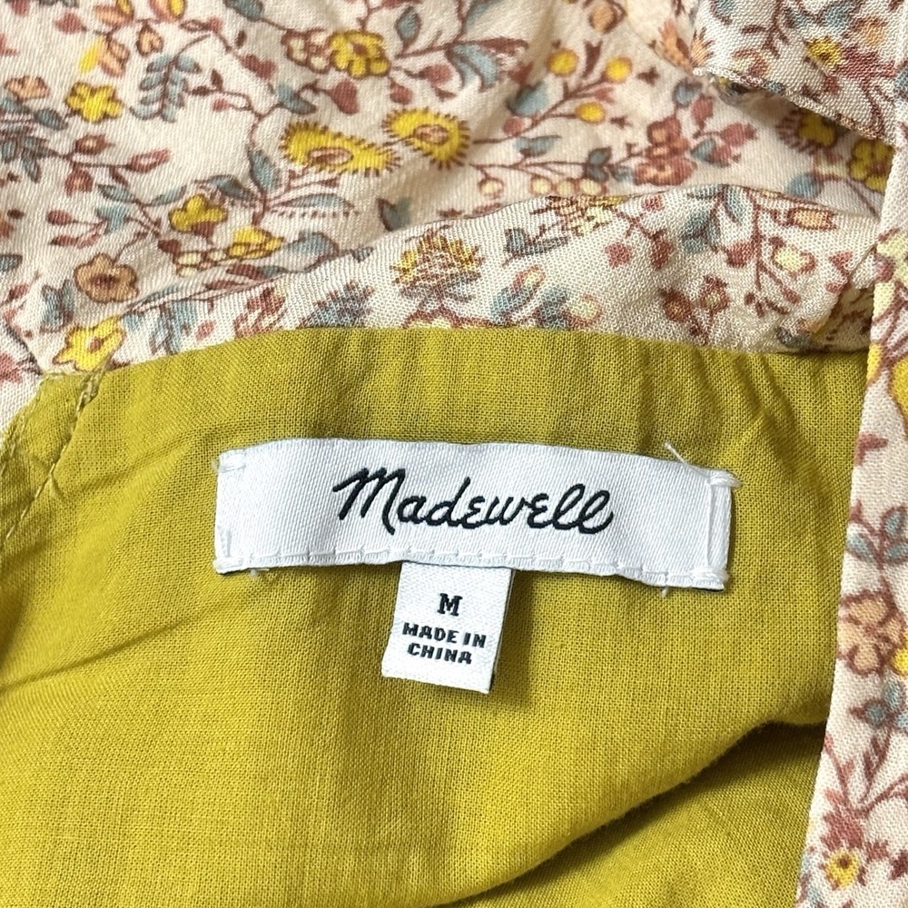 Madewell Mixed Print Tiered Midi Dress in Jaipur Floral Sz M Lined Tie Back - Picture 15 of 16